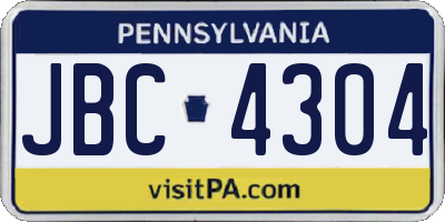 PA license plate JBC4304