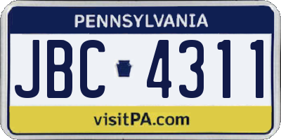 PA license plate JBC4311