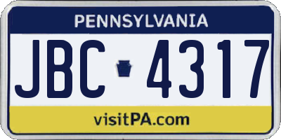 PA license plate JBC4317