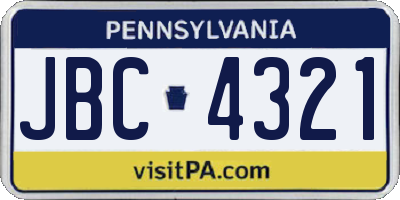 PA license plate JBC4321