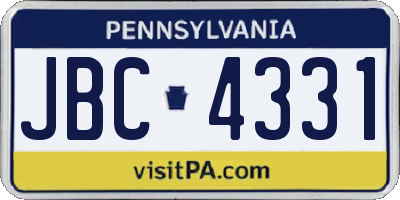 PA license plate JBC4331