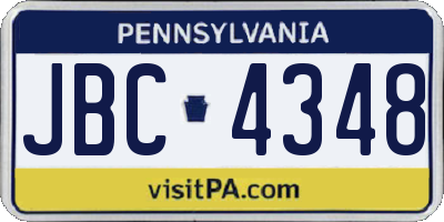 PA license plate JBC4348