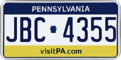 PA license plate JBC4355