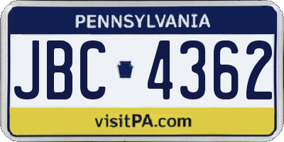 PA license plate JBC4362