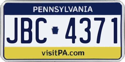 PA license plate JBC4371