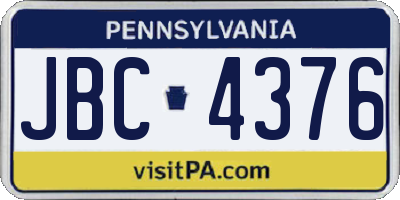 PA license plate JBC4376