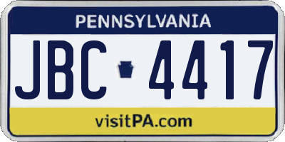 PA license plate JBC4417