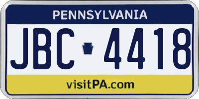 PA license plate JBC4418