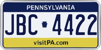 PA license plate JBC4422