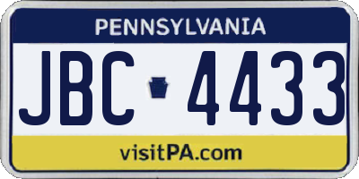 PA license plate JBC4433