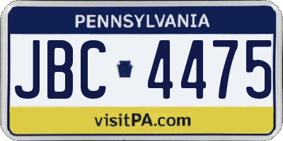 PA license plate JBC4475