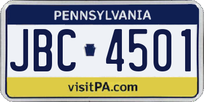 PA license plate JBC4501