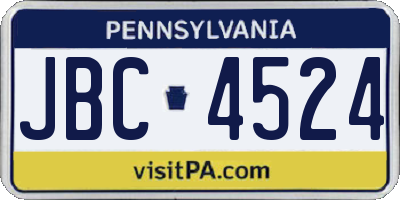 PA license plate JBC4524