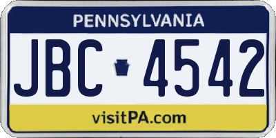 PA license plate JBC4542