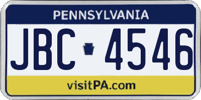 PA license plate JBC4546