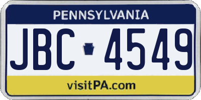 PA license plate JBC4549