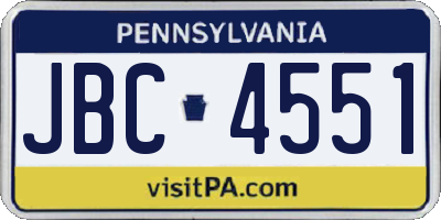 PA license plate JBC4551
