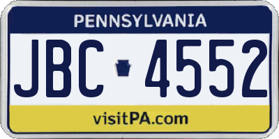 PA license plate JBC4552