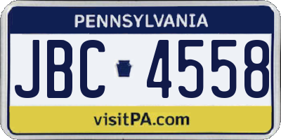 PA license plate JBC4558