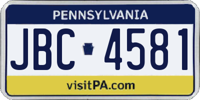 PA license plate JBC4581