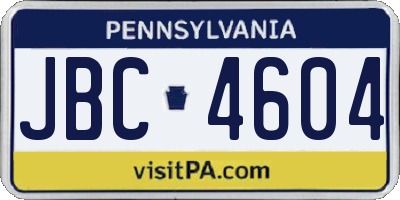 PA license plate JBC4604