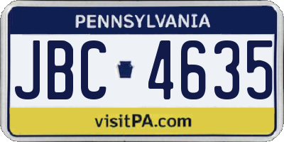 PA license plate JBC4635
