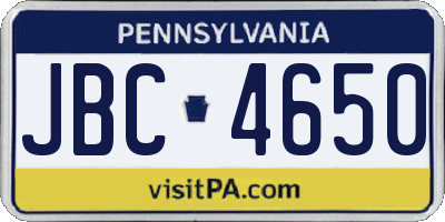 PA license plate JBC4650