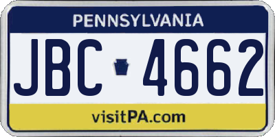 PA license plate JBC4662
