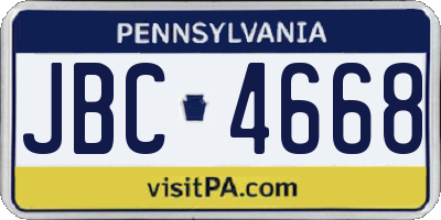 PA license plate JBC4668