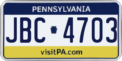 PA license plate JBC4703