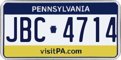 PA license plate JBC4714