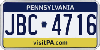 PA license plate JBC4716