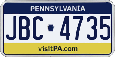 PA license plate JBC4735