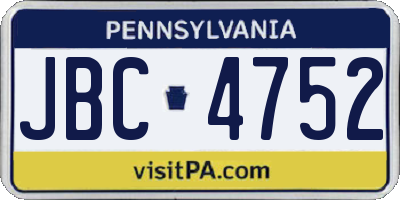 PA license plate JBC4752