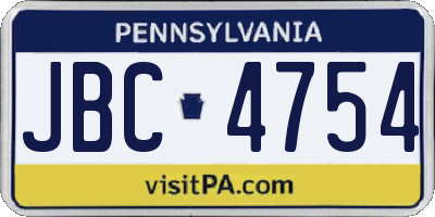PA license plate JBC4754