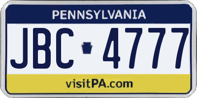 PA license plate JBC4777