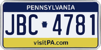 PA license plate JBC4781