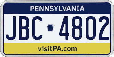 PA license plate JBC4802