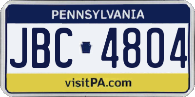 PA license plate JBC4804