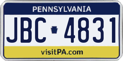 PA license plate JBC4831
