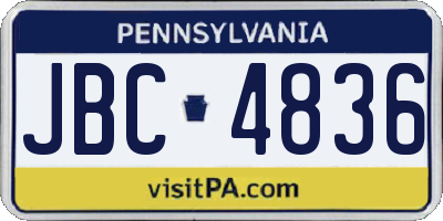 PA license plate JBC4836