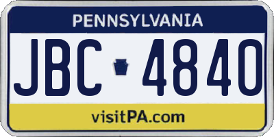 PA license plate JBC4840