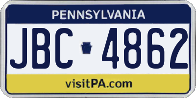 PA license plate JBC4862