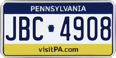PA license plate JBC4908