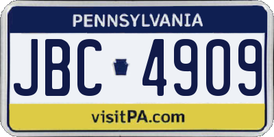 PA license plate JBC4909