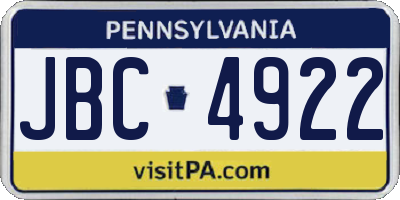 PA license plate JBC4922