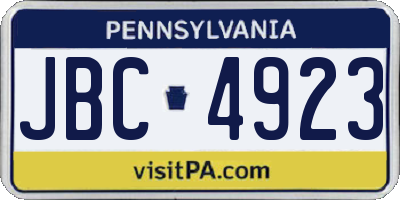 PA license plate JBC4923
