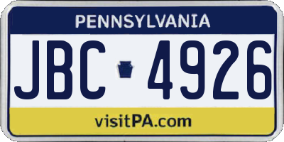 PA license plate JBC4926