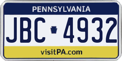 PA license plate JBC4932