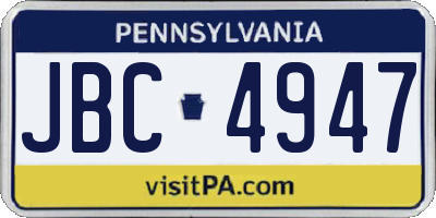 PA license plate JBC4947